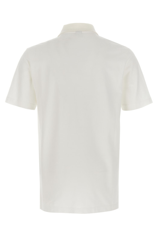 'Leather Tab' polo shirt White