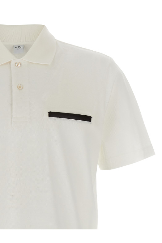 'Leather Tab' polo shirt White