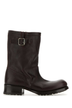 Chocolate leather ankle boots PRADA (1U275OF040V69)