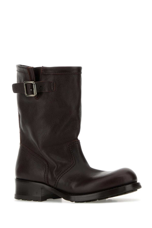 Chocolate leather ankle boots PRADA (1U275OF040V69)