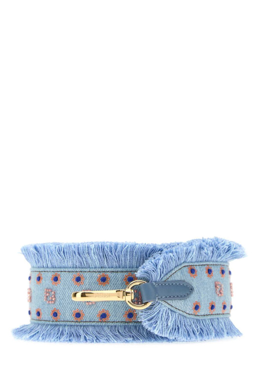 Light-blue denim You shoulder strap FENDI (8AX013B126)