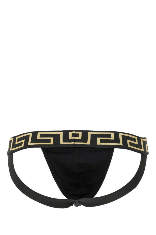 Black stretch cotton jockstrap VERSACE (AUU01017A232741)