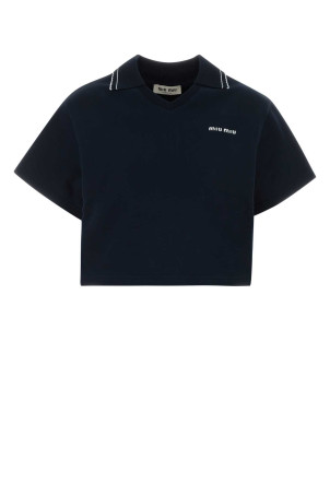 Navy blue cotton oversize polo shirt Blue MIU MIU (MJNA41SOOO191L)