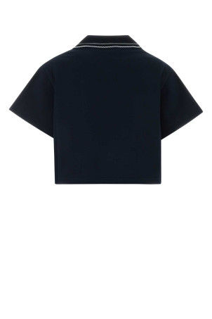 Navy blue cotton oversize polo shirt Blue MIU MIU (MJNA41SOOO191L)