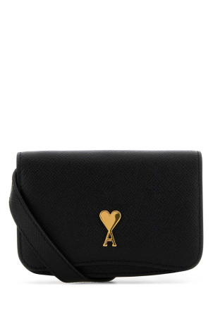 Black leather Paris Paris crossbody bag AMI (USL102AL0036)