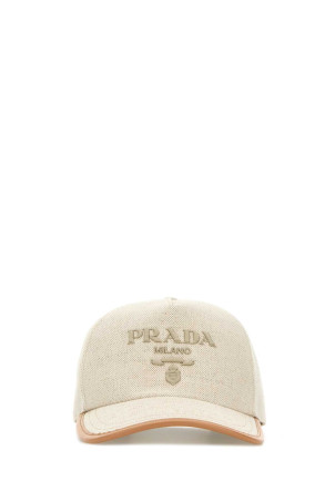 Melange sand cotton blend baseball cap PRADA (2HC179ZPX)