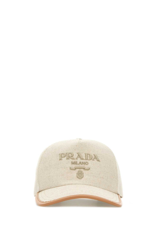 Melange sand cotton blend baseball cap PRADA (2HC179ZPX)