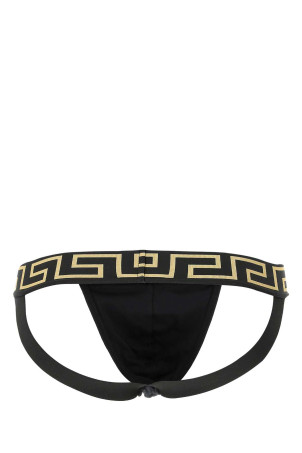 Black stretch cotton jockstrap VERSACE (AUU01017A232741)