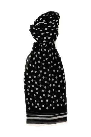 Polka dot chiffon scarf Black-grey