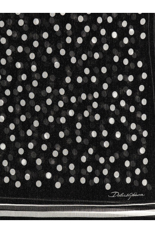 Polka dot chiffon scarf Black-grey