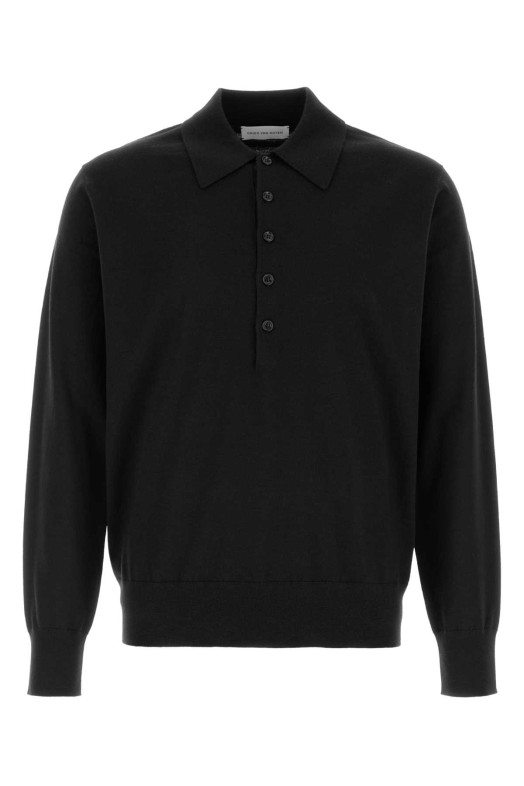 Black wool Muano polo shirt DRIES VAN NOTEN (2520212012700)