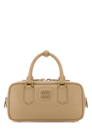 Beige leather Arcadie handbag MIU MIU (5BB142VOONACR3)
