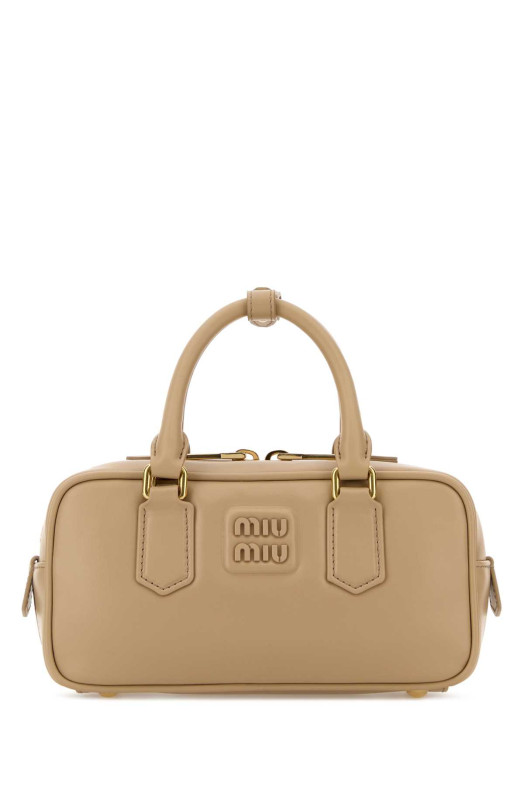 Бежевая кожаная сумочка Arcadie от MIU MIU (5BB142VOONACR3)