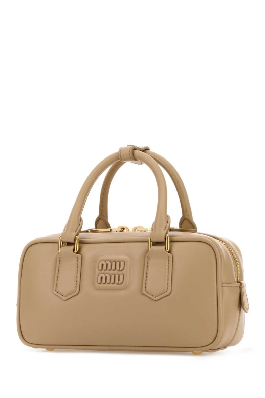 Бежевая кожаная сумочка Arcadie от MIU MIU (5BB142VOONACR3)
