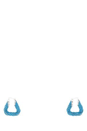 Light-blue nappa leather and 925 silver Twist Triangle earrings BOTTEGA VENETA (732157V507C)