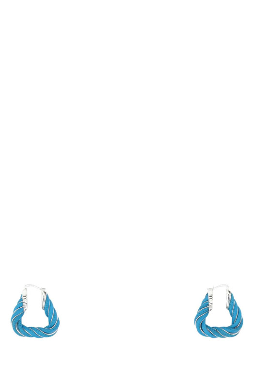Light-blue nappa leather and 925 silver Twist Triangle earrings BOTTEGA VENETA (732157V507C)