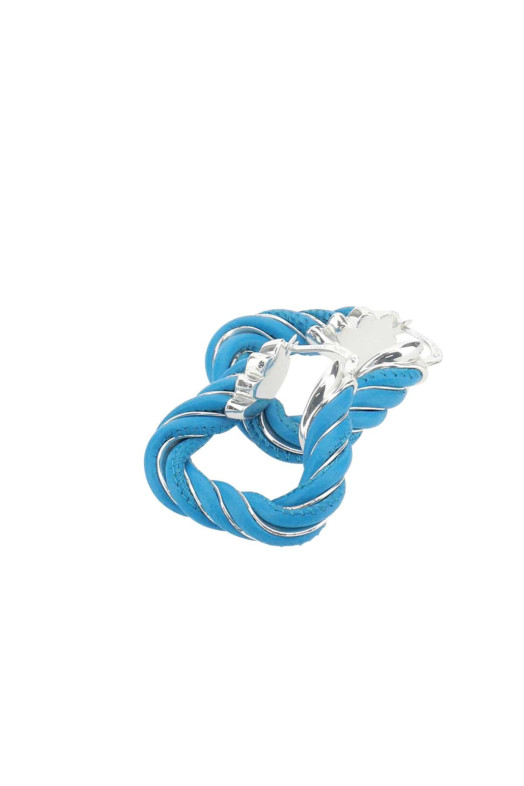 Light-blue nappa leather and 925 silver Twist Triangle earrings BOTTEGA VENETA (732157V507C)