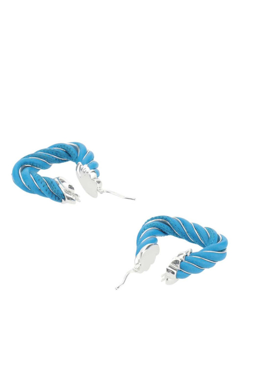 Light-blue nappa leather and 925 silver Twist Triangle earrings BOTTEGA VENETA (732157V507C)