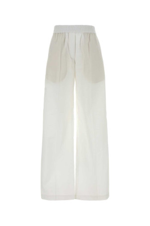 White cotton blend wide-leg pant BRUNELLO CUCINELLI (M0F79P9131)