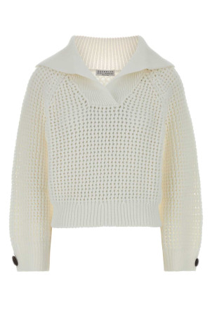 White cotton blend sweater BRUNELLO CUCINELLI (M89302602)