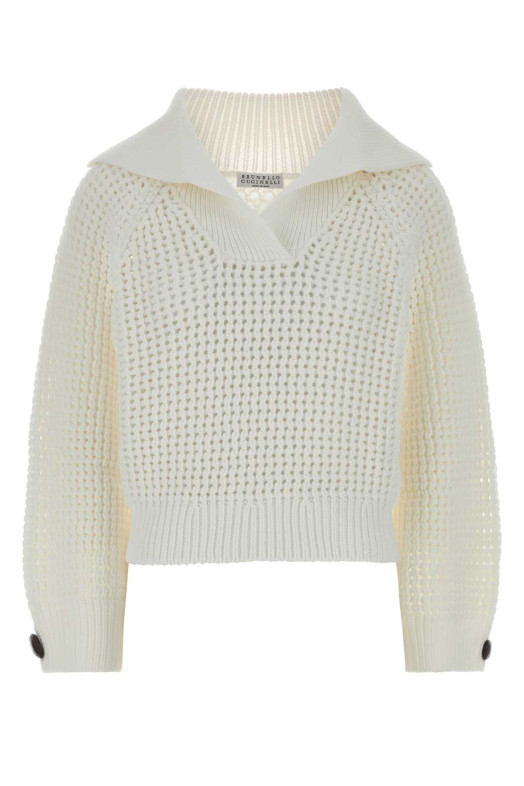 White cotton blend sweater BRUNELLO CUCINELLI (M89302602)