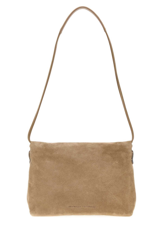 Beige suede shoulder bag BRUNELLO CUCINELLI (MBDLD2808)