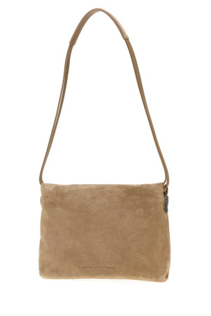 Beige suede shoulder bag BRUNELLO CUCINELLI (MBDLD2808)