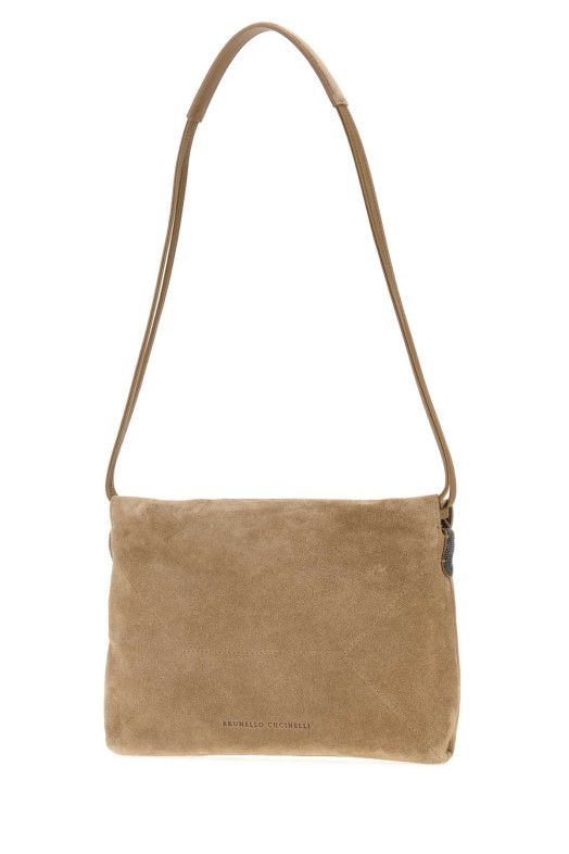 Beige suede shoulder bag BRUNELLO CUCINELLI (MBDLD2808)