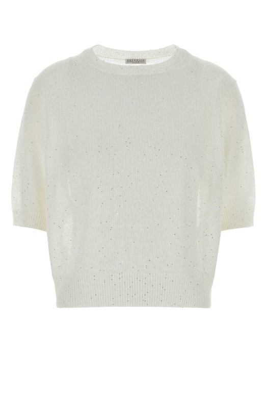 White linen blend sweater Beige BRUNELLO CUCINELLI (MDT746400)