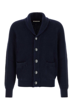 Navy blue cotton cardigan BRUNELLO CUCINELLI (MNI708606)