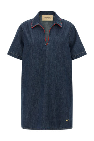 Valentino Garavani Chambray 'VLogo' denim dress Blue