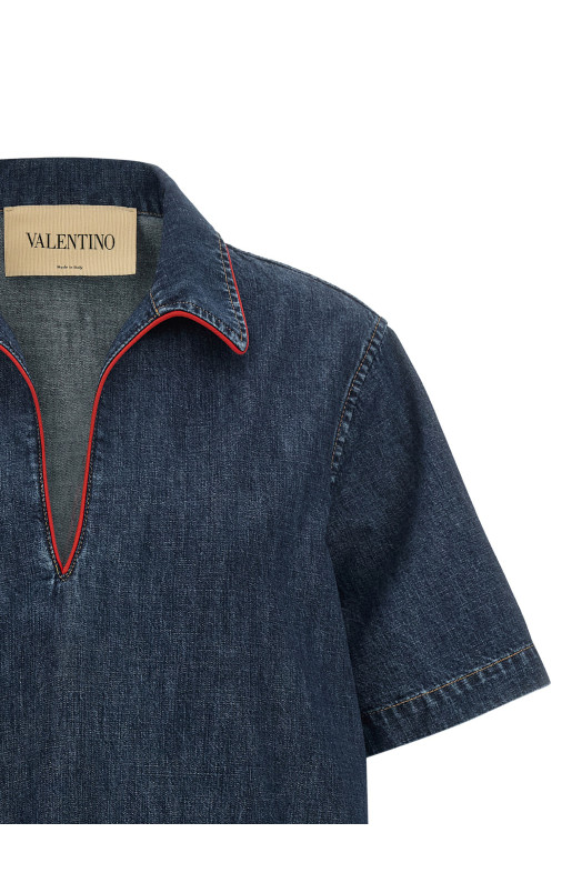 Valentino Garavani Chambray 'VLogo' denim dress Blue