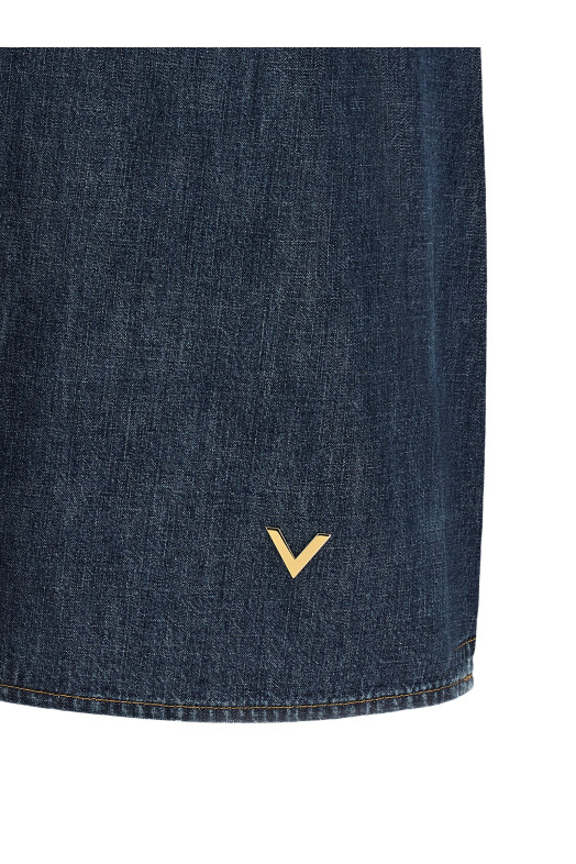 Valentino Garavani Chambray 'VLogo' denim dress Blue