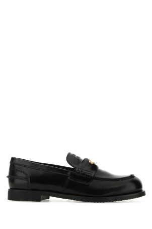 Black leather loafers Black MIU MIU (5D773DF020ULX)