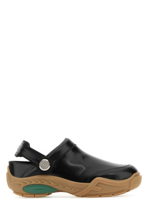 Black leather Fendi Lab mules Black FENDI (7D1662AQX6)