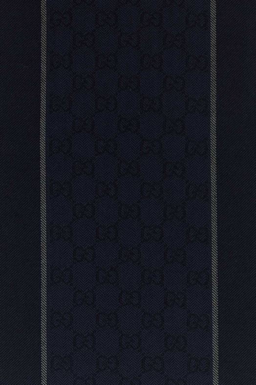 Шерстяной шарф цвета «полуночный синий» GUCCI (8531774G200)