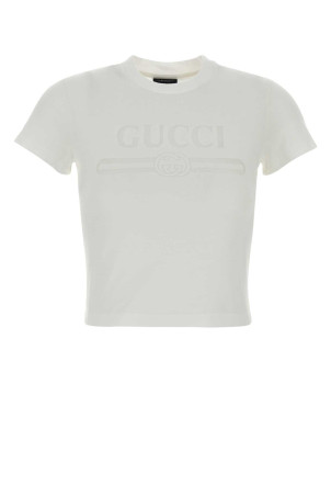 Белая футболка из хлопковой смеси GUCCI (865017XJHT1)