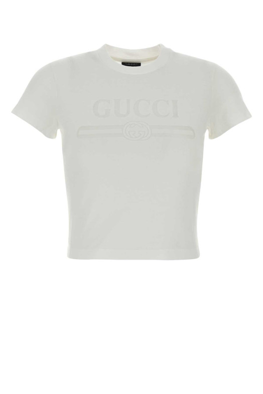 Белая футболка из хлопковой смеси GUCCI (865017XJHT1)