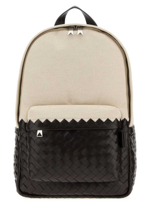 Two-tone canvas and leather Intrecciato backpack BOTTEGA VENETA (874794V3BOD)
