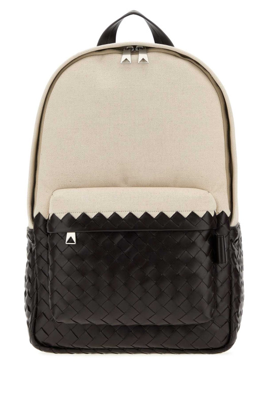 Two-tone canvas and leather Intrecciato backpack BOTTEGA VENETA (874794V3BOD)