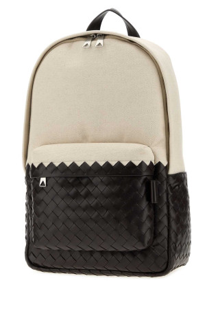 Two-tone canvas and leather Intrecciato backpack BOTTEGA VENETA (874794V3BOD)