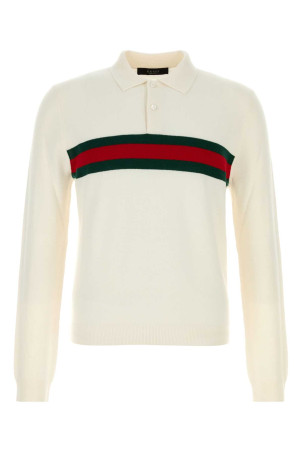Ivory cashmere polo shirt GUCCI (875162XKFPA)