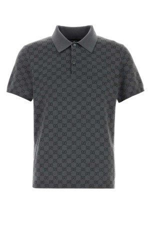 Grey GG knit polo shirt GUCCI (875483XKFMB)