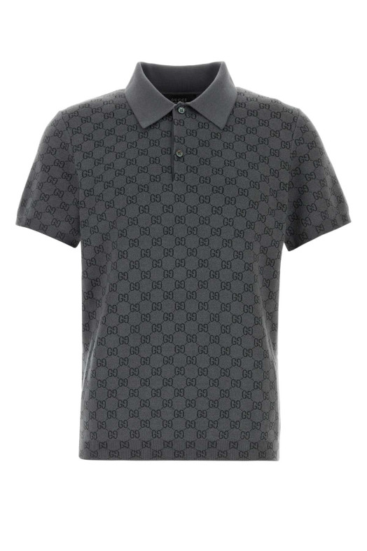 Grey GG knit polo shirt GUCCI (875483XKFMB)
