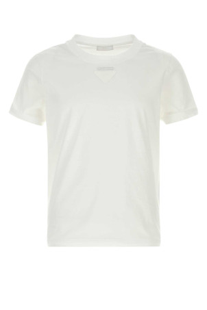 White cotton t-shirt Black PRADA (UJN964SOOO18QZ)