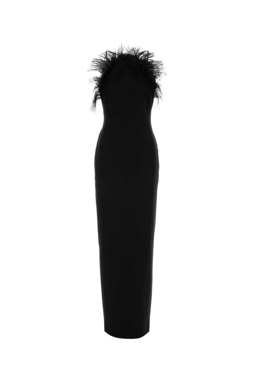 Black stretch cady long dress White THE ATTICO (260WCW00264PLL088FS)
