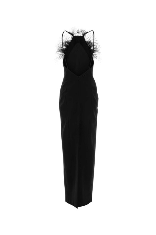 Black stretch cady long dress White THE ATTICO (260WCW00264PLL088FS)