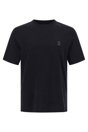 Футболка з логотипом, синя BRUNELLO CUCINELLI M0B138440CD361