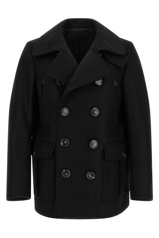 Двубортное пальто черного цвета DSQUARED2 S74AA0323S53003900