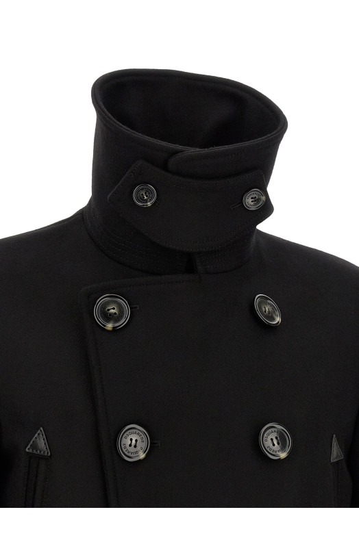 Двубортное пальто черного цвета DSQUARED2 S74AA0323S53003900